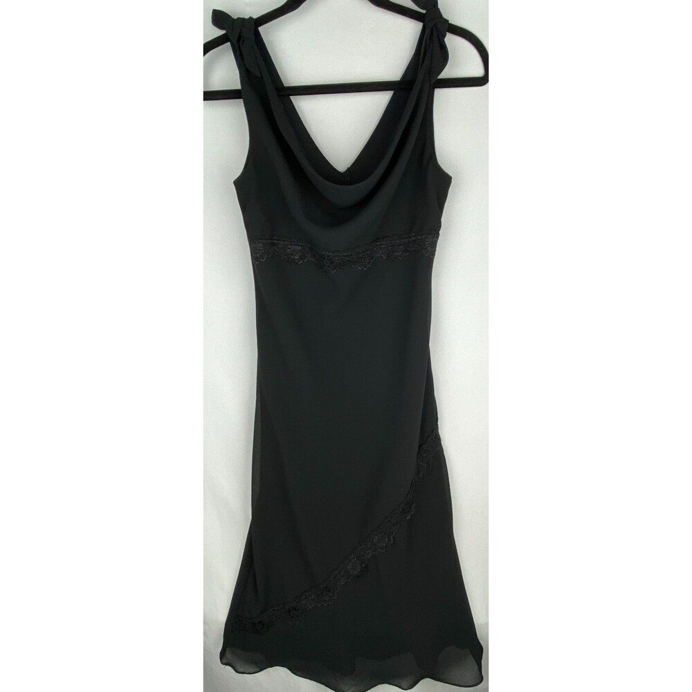 Vtg 2000's Ruby Rox Babydoll Dress Medium Black Cowl Neck Lace‎ Whimsigoth Hoco